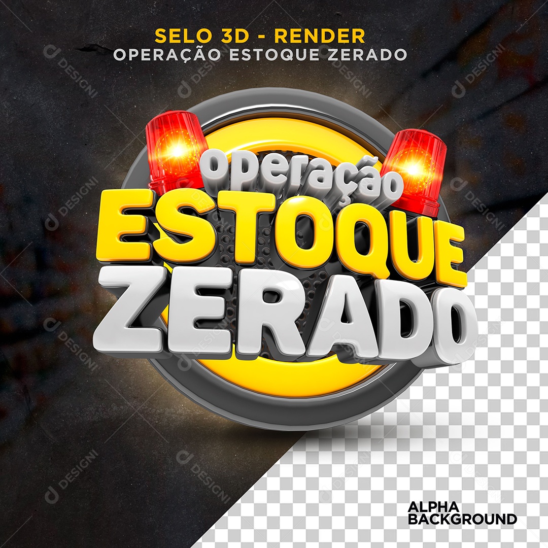 Operação Estoque Zerado Selo 3D Branco Amarelo para Composição PSD