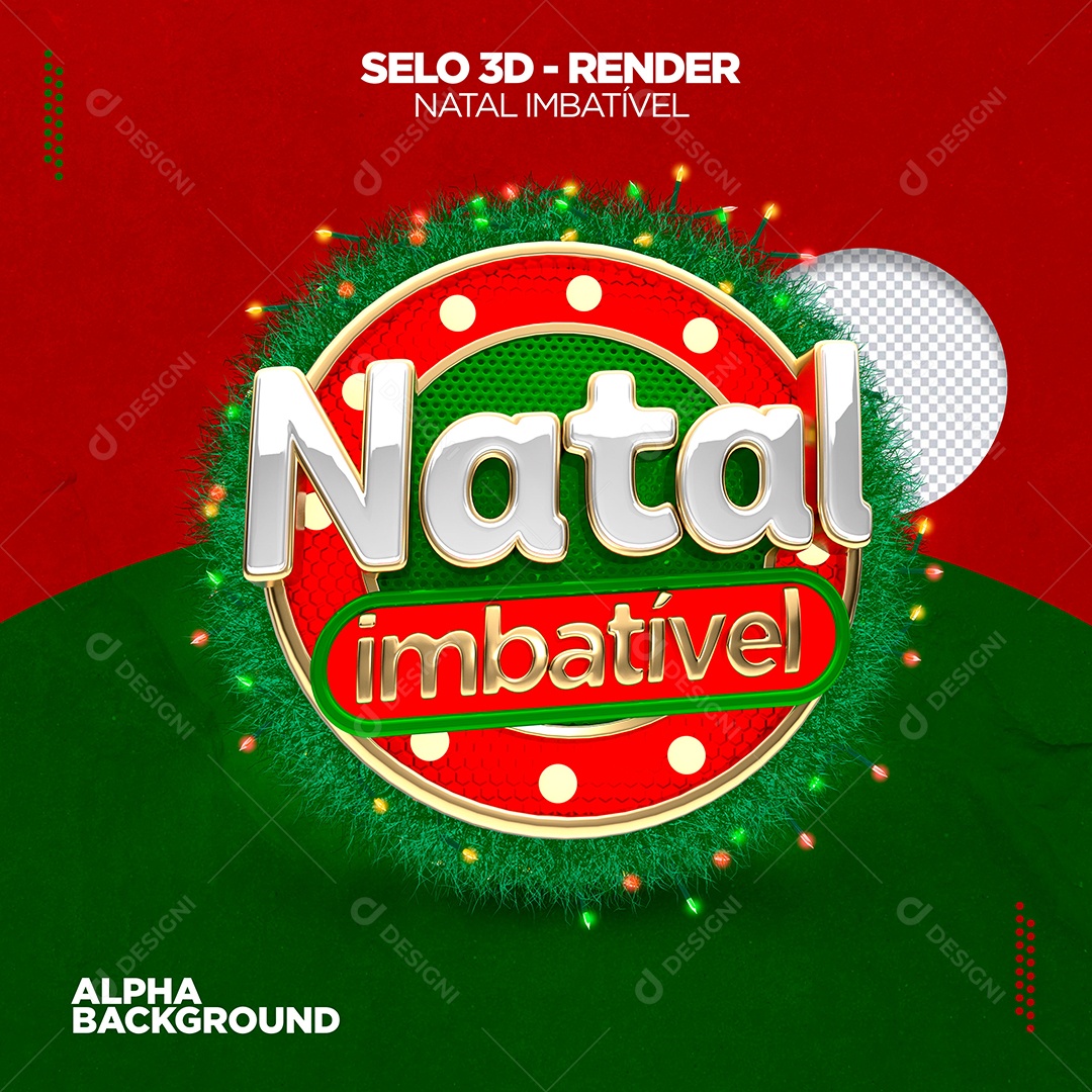 Natal Imbatível Selo 3D Branco Verde Vermelho para Composição PSD