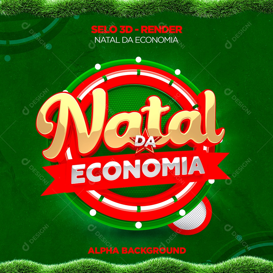 Natal da Encomia Selo 3D Verde Dourado Vermelho para Composição PSD