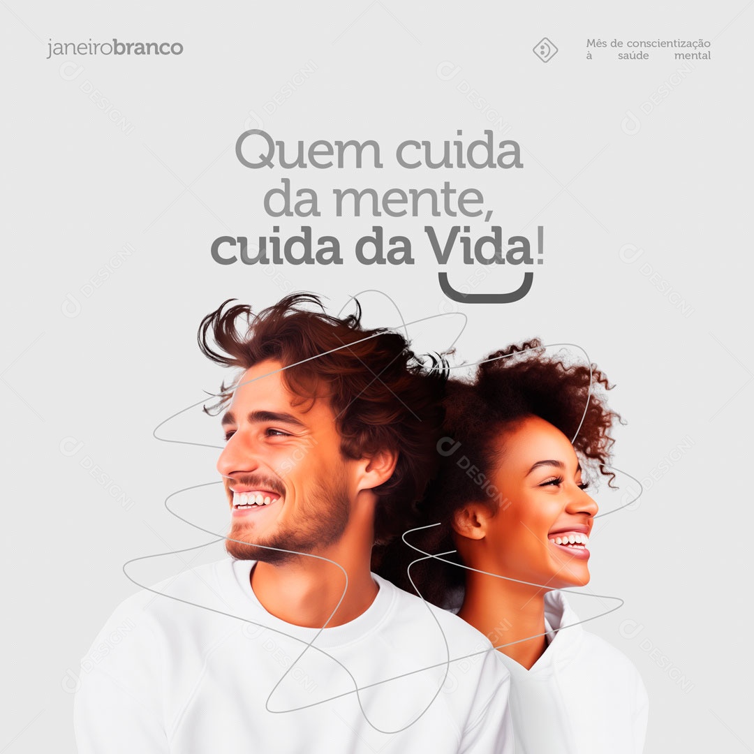 Quem Cuida Da Mente Cuida Da Vida Janeiro Branco Social Media PSD Editável