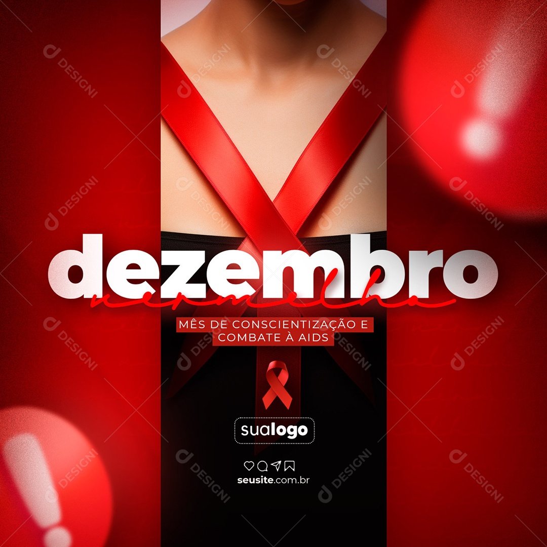 Social Media Dezembro Vermelho Mês De Conscietização PSD Editável