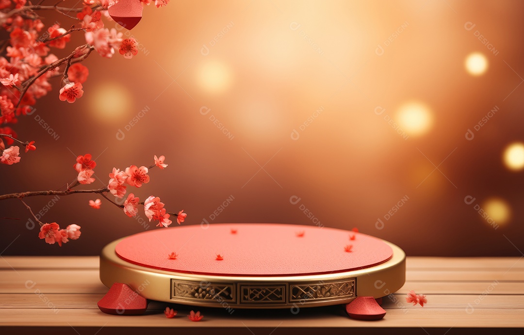 Pódio de cilindro para apresentação de exibição de produtos, ano novo chinês, festivais chineses, Festival do Meio Outono, cartaz, cartão de felicitações
