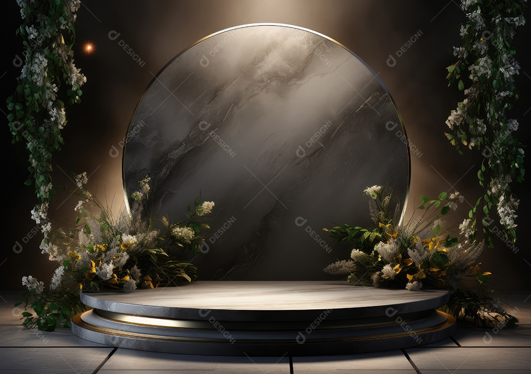 Cenários digitais de aro floral. ensaio montado com adereço Flor e cenário de madeira. Flor pendurada