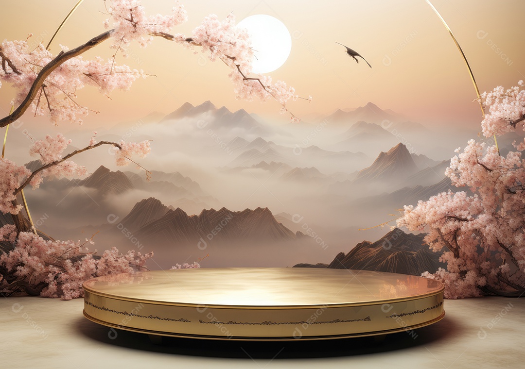 Cenários digitais de aro floral. ensaio montado com adereço Flor e cenário de madeira. Flor pendurada