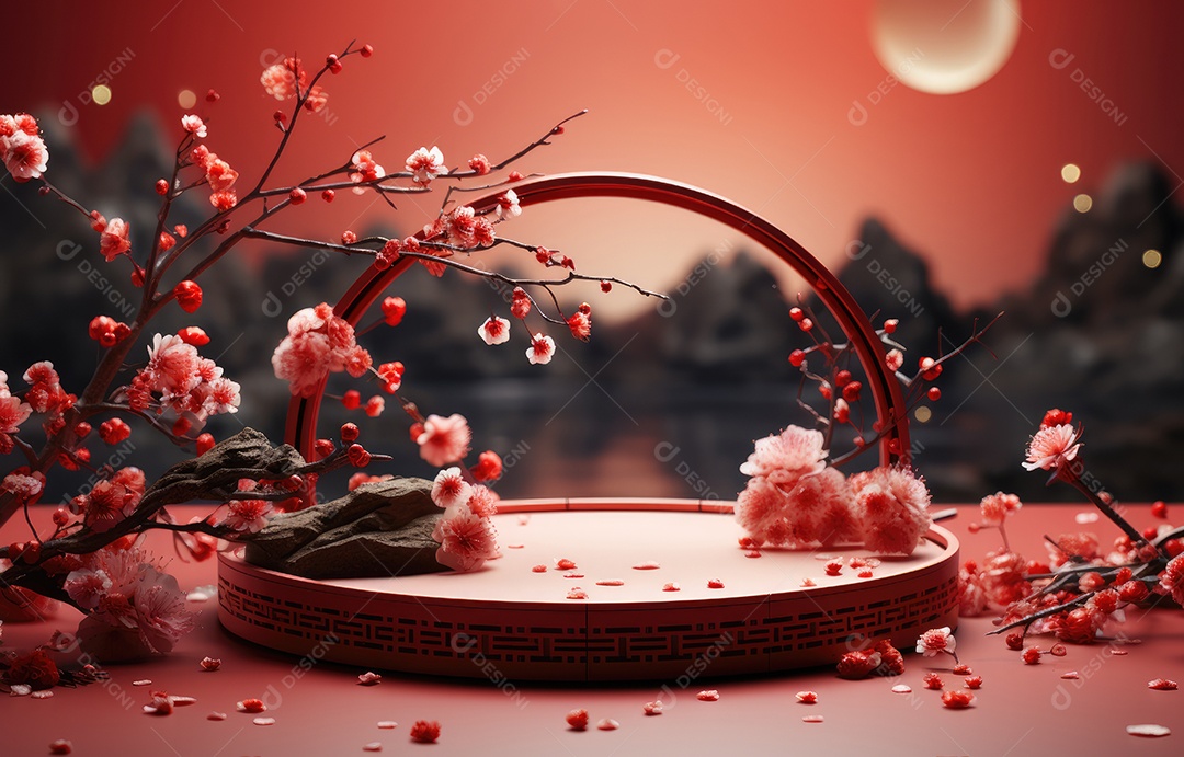 Cenários digitais de aro floral. ensaio montado com adereço Flor e cenário de madeira. Flor pendurada