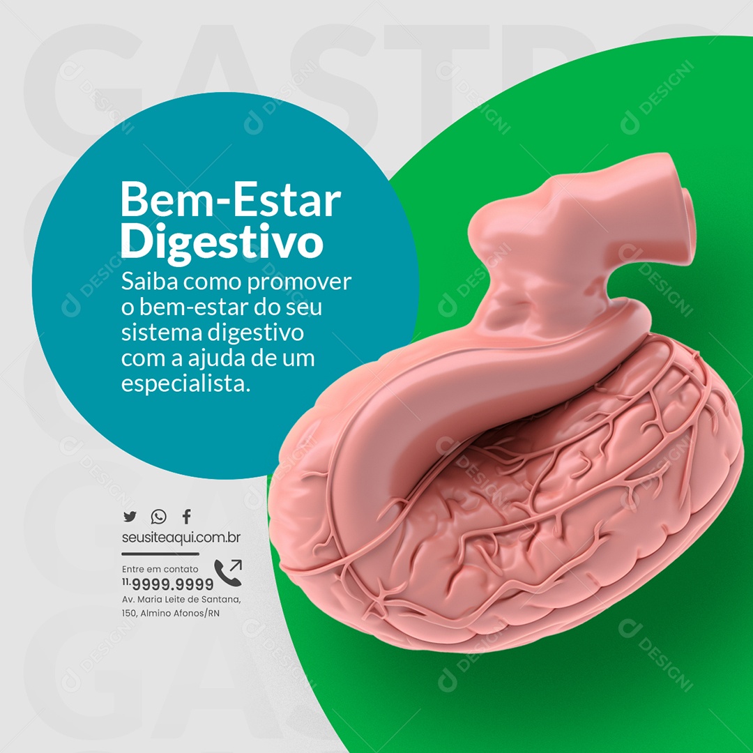 Gastroenterologia Bem Estar Digestivo Social Media PSD Editável