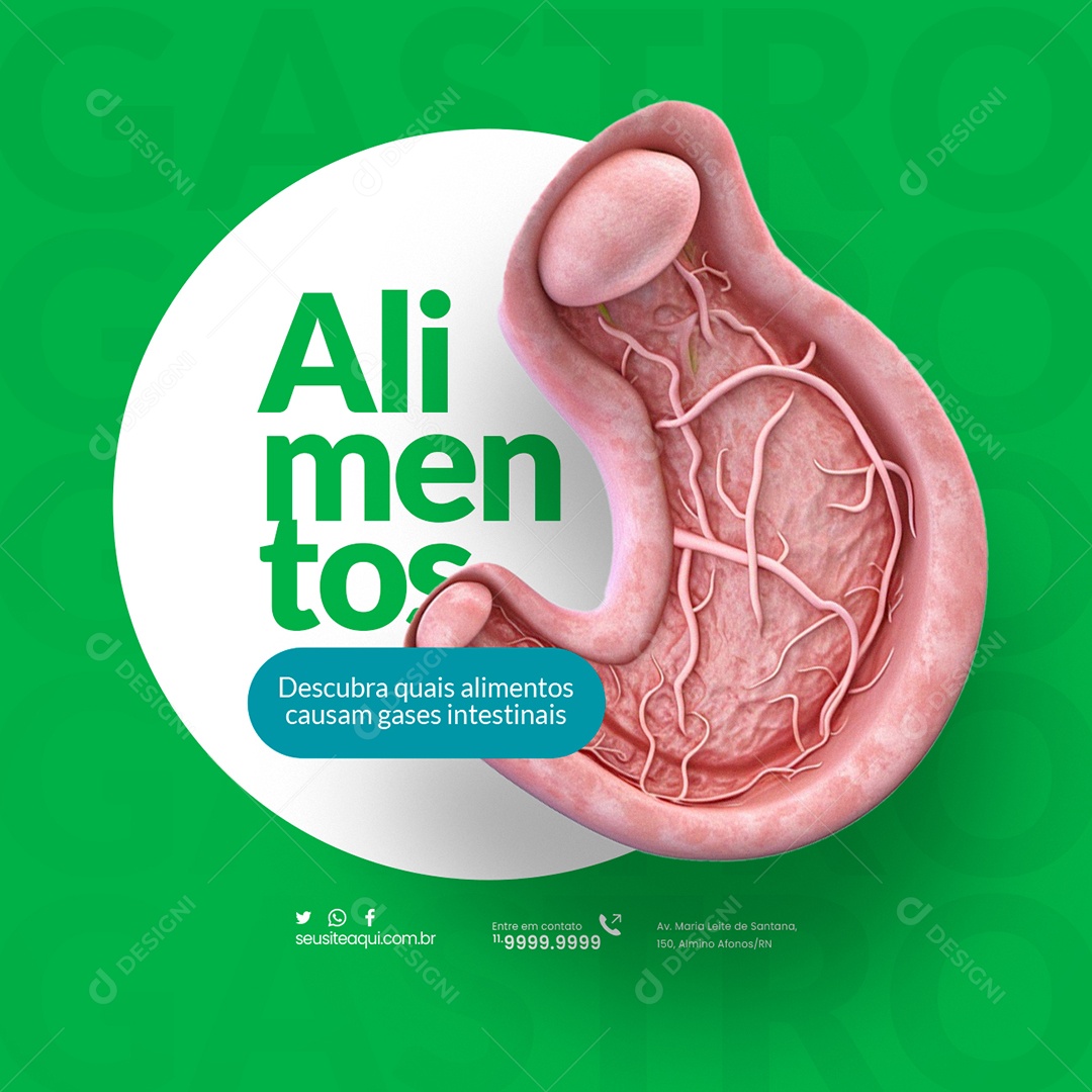 Gastroenterologia Alimentos Descubra quais Alimentos Causam Gases Intestinais Social Media PSD Editável