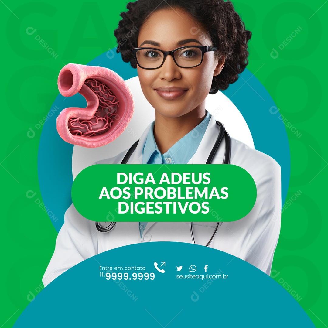 Gastroenterologia Diga Adeus aos Problemas Digestivos Social Media PSD Editável