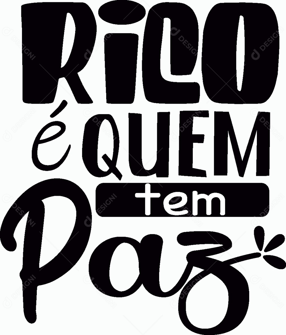 Lettering Rico e quem tem Paz Ilustração Vetor EPS