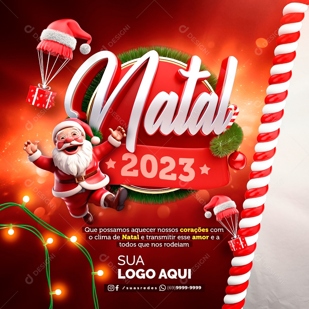 Feliz Natal 2023 Que Possamos Aquecer nossos Corações com o Clima de Natal Social Media PSD Editável