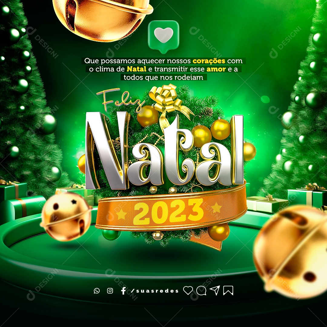 Feliz Natal Que Possamos Aquecer nossos Corações com o Clima de Natal Social Media PSD Editável