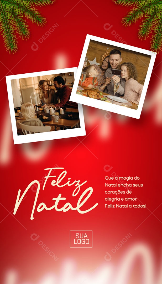 Social Media Story Feliz Natal Alegria e Amor a Todos PSD Editável