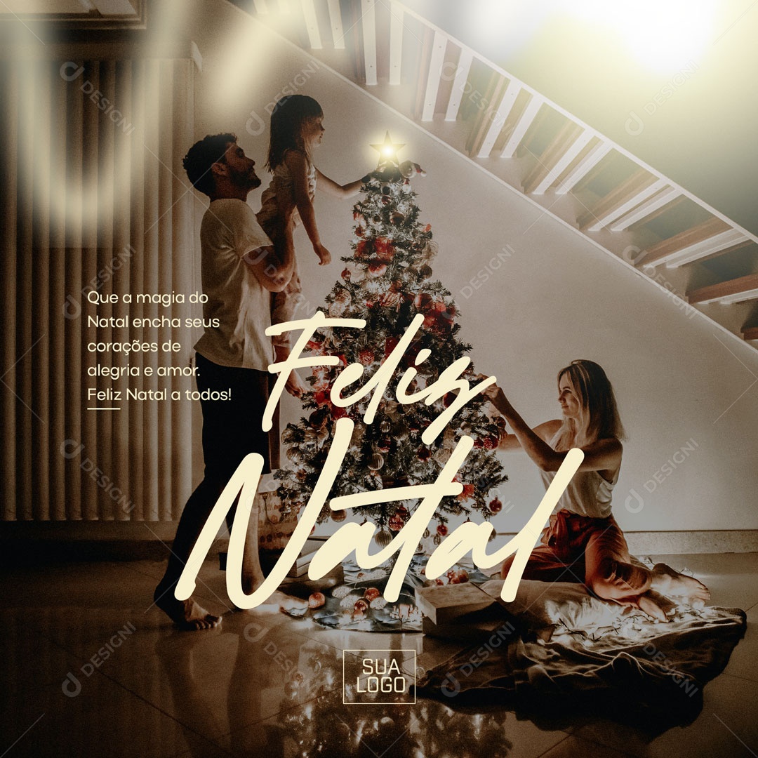 Feed Alegria e Amor Feliz Natal Social Media PSD Editável