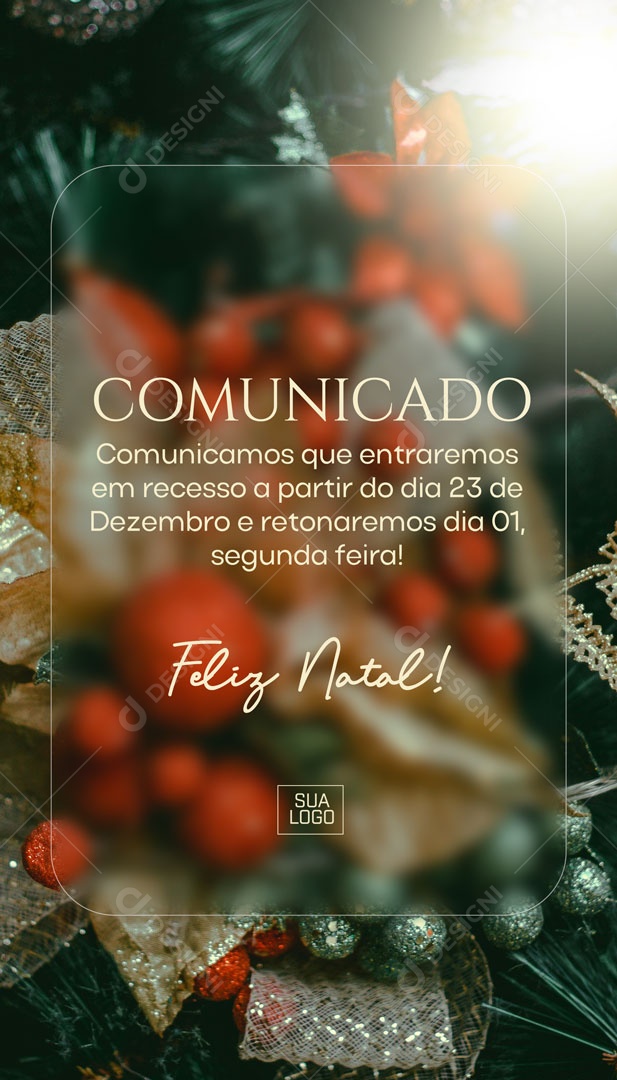 Social Media Story Comunicado Recesso Feliz Natal PSD Editável