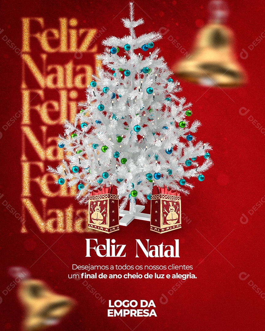 Feliz Natal Desejamos a Todos os Nossos Clientes um Final de Ano Cheio de Luz e Alegria Social Media PSD Editável