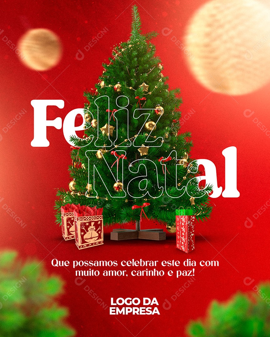 Feliz Natal que Possamos Celebrar este Dia com Muito Amor Carainho e Paz Social Media PSD Editável