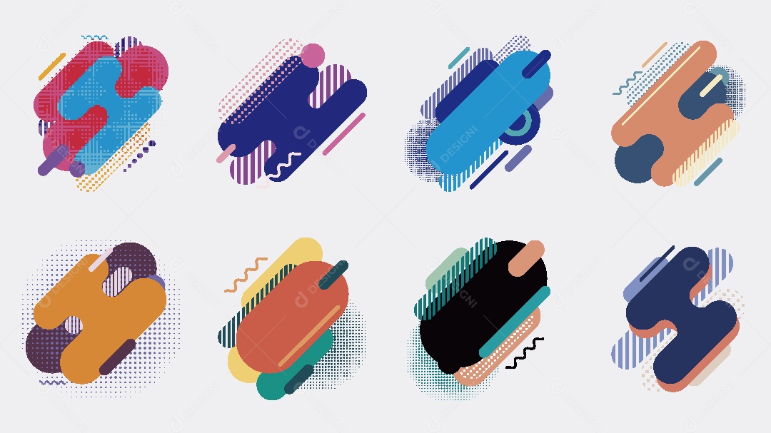 Conjunto de de Formas Abstratas 3D Ilustração Vetor EPS