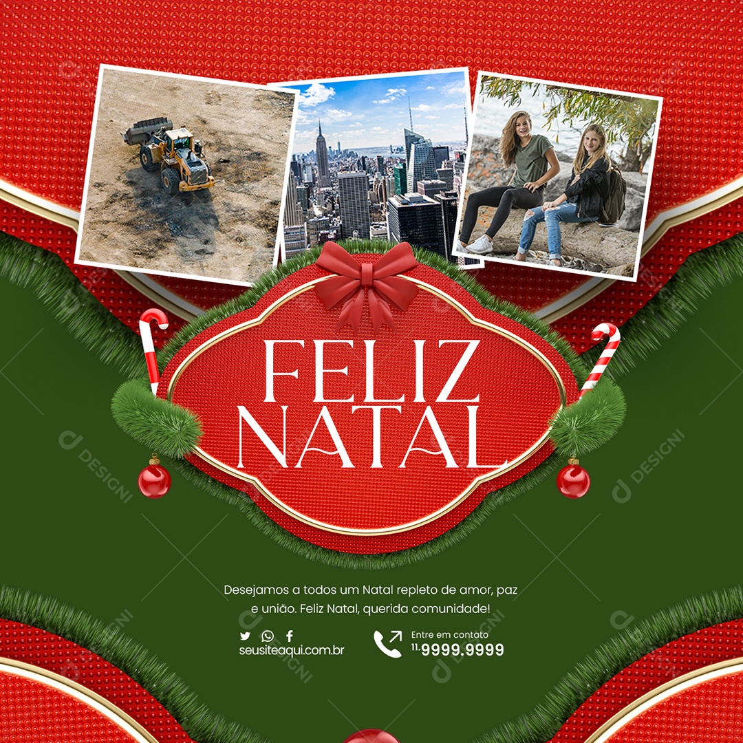 Prefeitura Feliz Natal Cidade Desejamos a Todos um Natal Repleto de Amor Paz e União Social Media PSD Editável