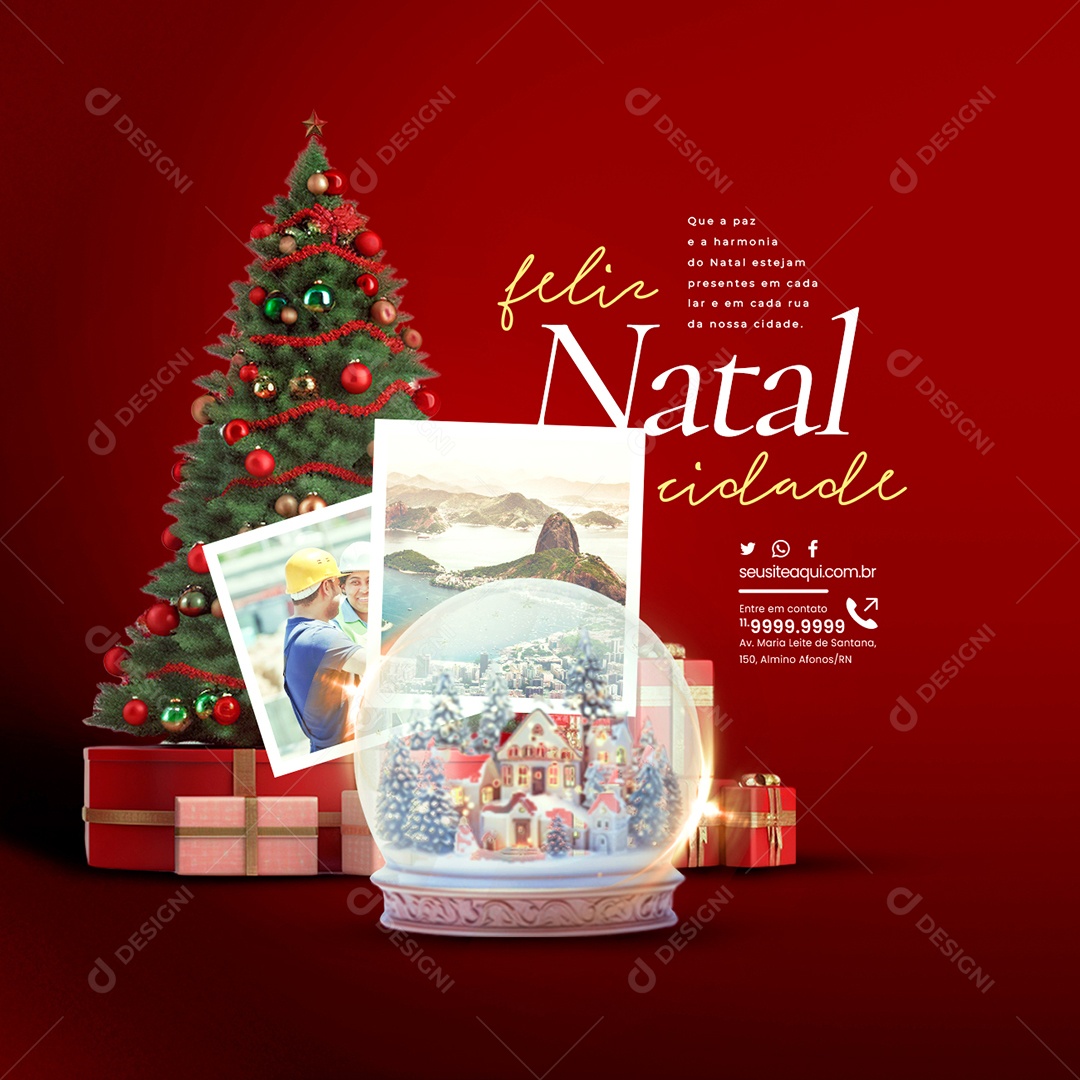 Prefeitura Feliz Natal Cidade Que a Paz e a Harmonia do Natal Estejam Presentes em Cada Lar Social Media PSD Editável