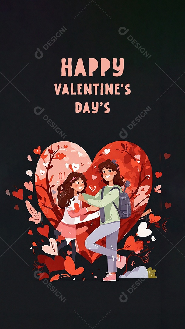 Casal de dia dos namorados e fundo de coração grande com espaço de texto