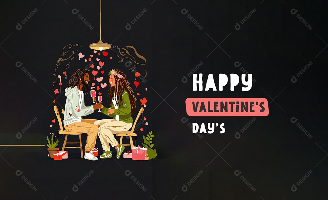 Casal de dia dos namorados e fundo de coração grande com espaço de texto