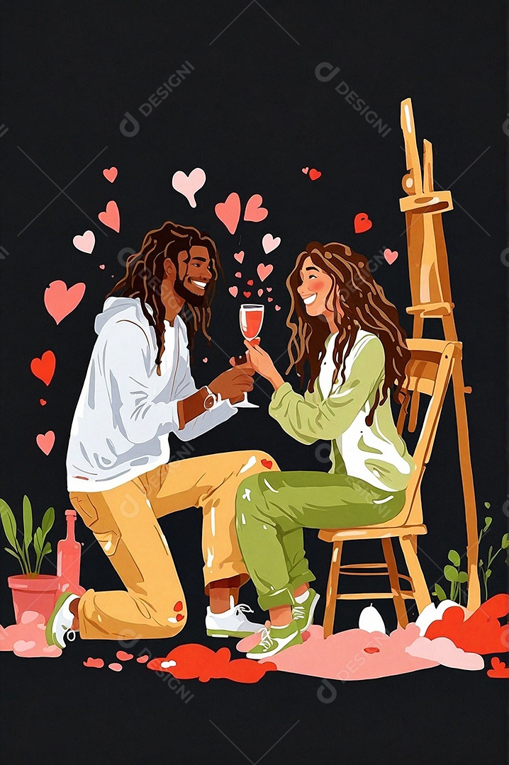 Casal de dia dos namorados e fundo de coração grande com espaço de texto