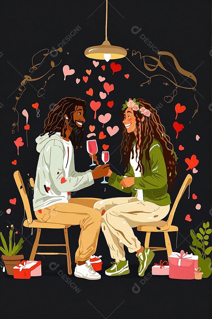 Casal de dia dos namorados e fundo de coração grande com espaço de texto