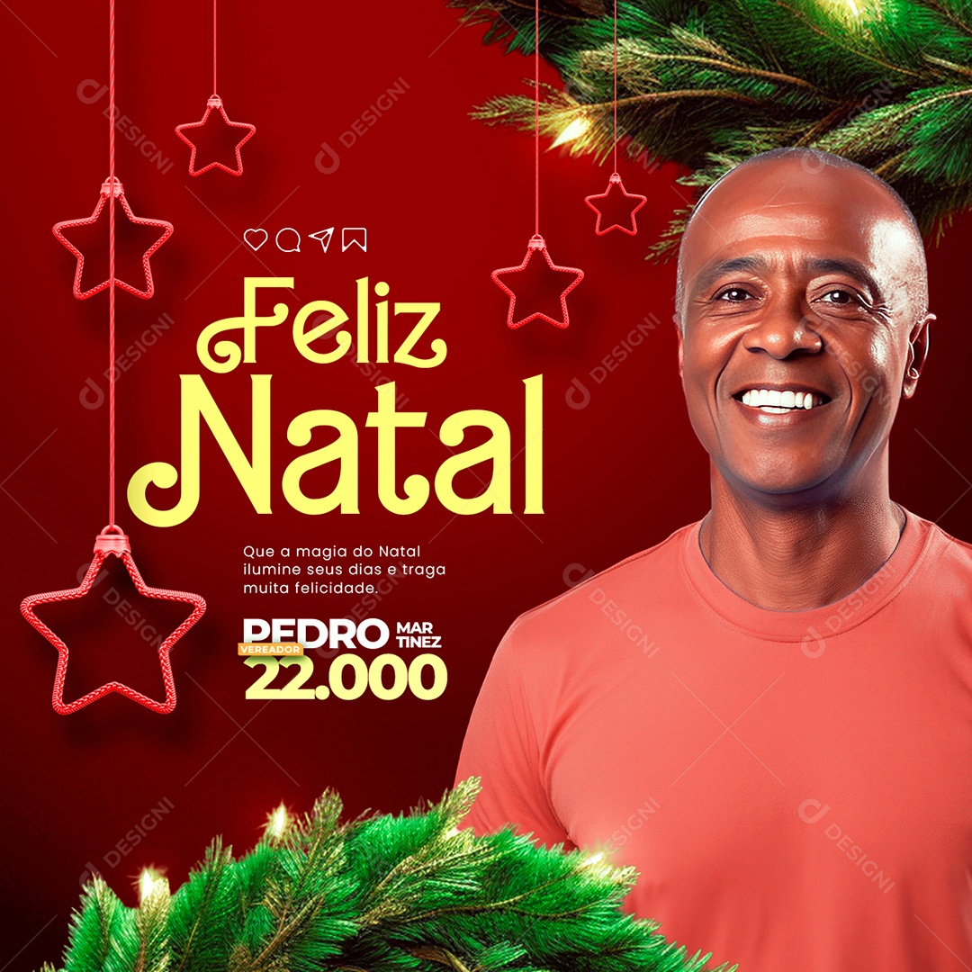 Política Feliz Natal Vereador Pedro Martinez Social Media PSD Editável
