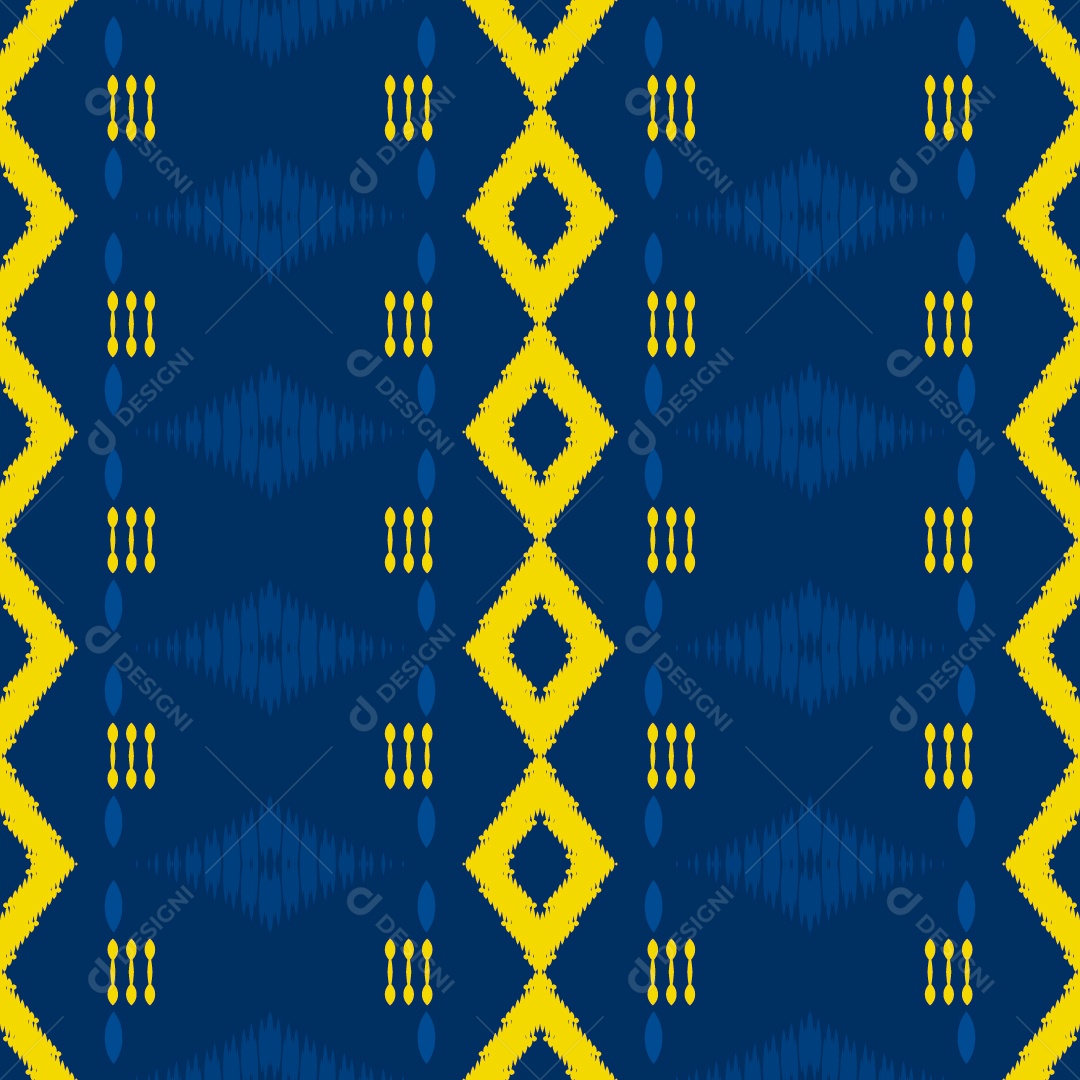 Padrão Tribal Tradicional Amarelo e Azul Ilustração Vetor EPS