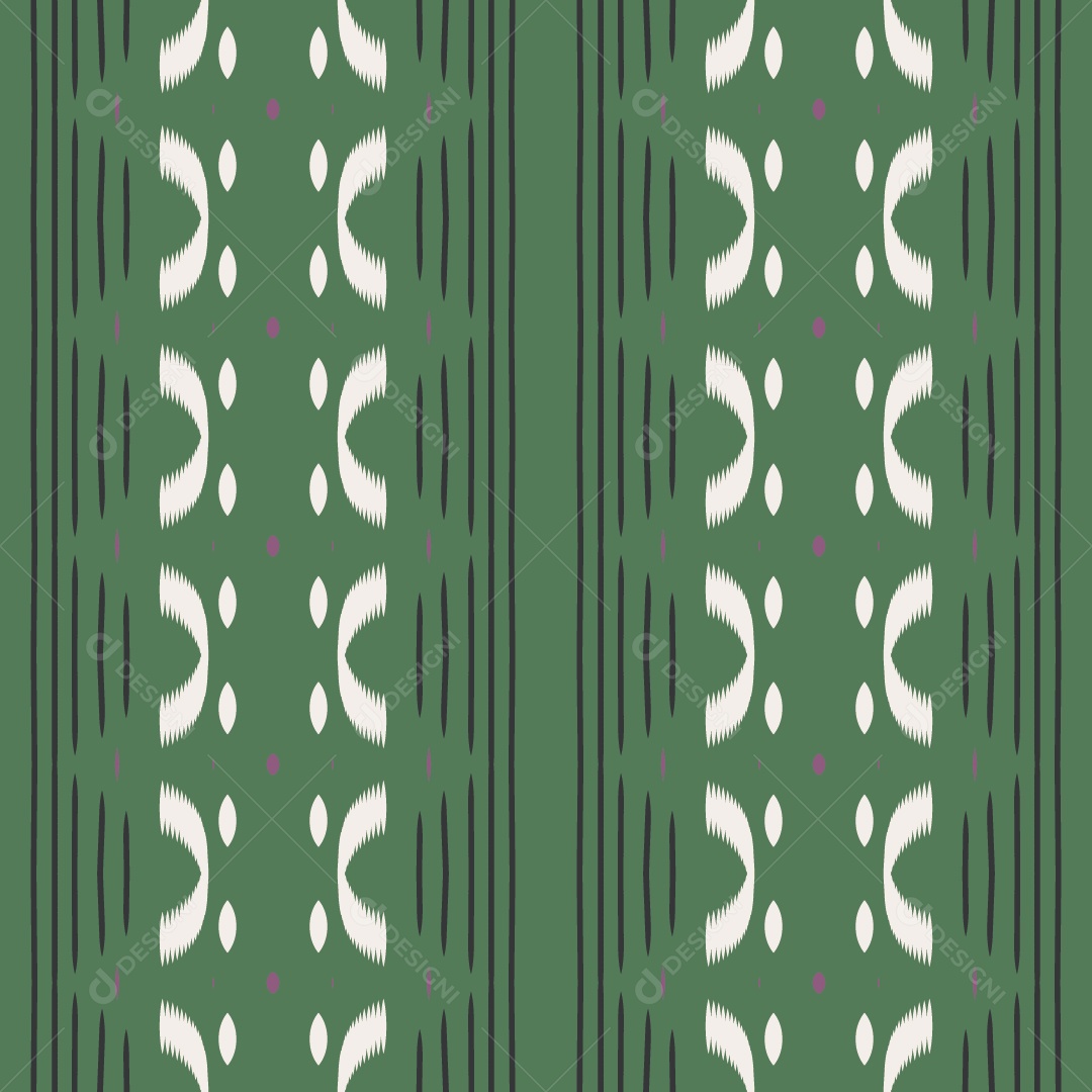 Padrão Tribal Tradicional Verde Preto e Branco Ilustração Vetor EPS