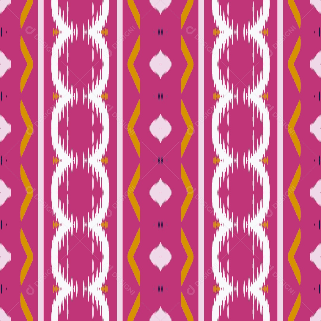 Ilustração de Padrão Tribal Tradicional Rosa Amarelo e Branco Vetor EPS