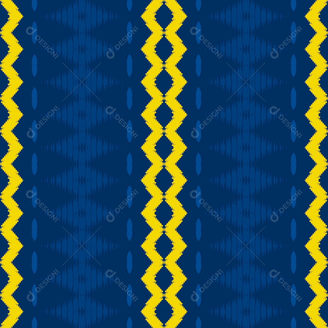 Ilustração de Padrão Tribal Azul e Amarelo Vetor EPS