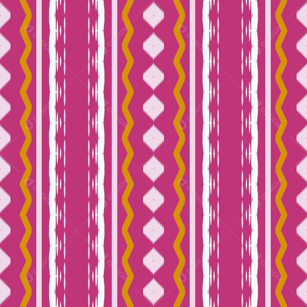 Ilustração de Padrão Tribal Rosa Amarelo e Branco Vetor EPS