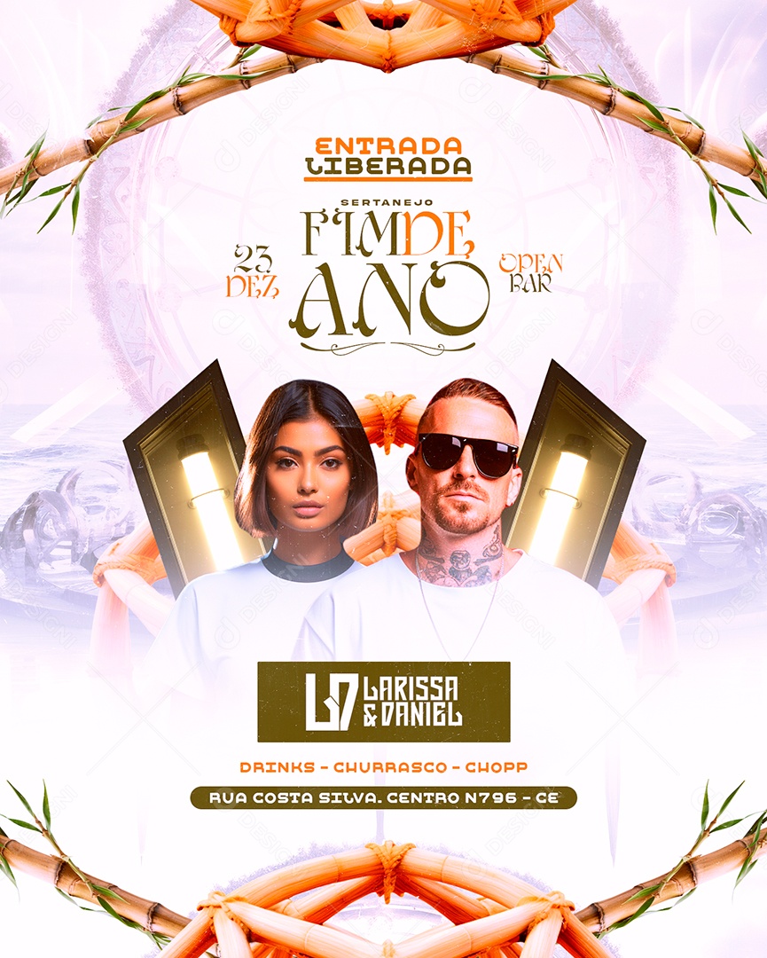 Flyer Ano Novo Sertanejo Fim De Ano Larissa & Daniel Social Media PSD Editável