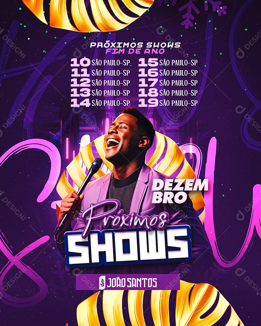 Flyer Próximos Shows Fim De Ano João Santos Social Media PSD Editável