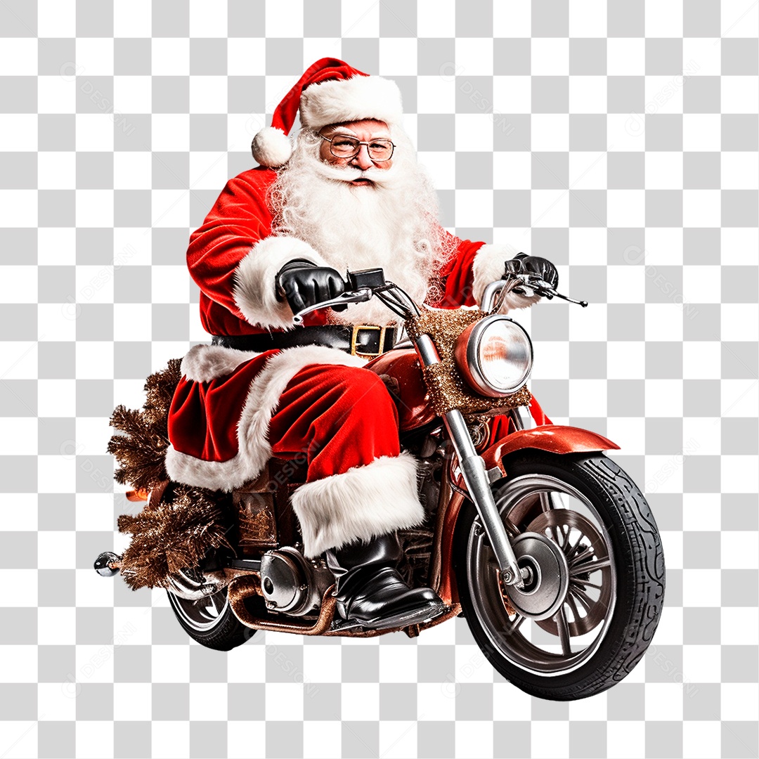 Papai Noel de Moto Para Comemoração de Natal PNG Transparente