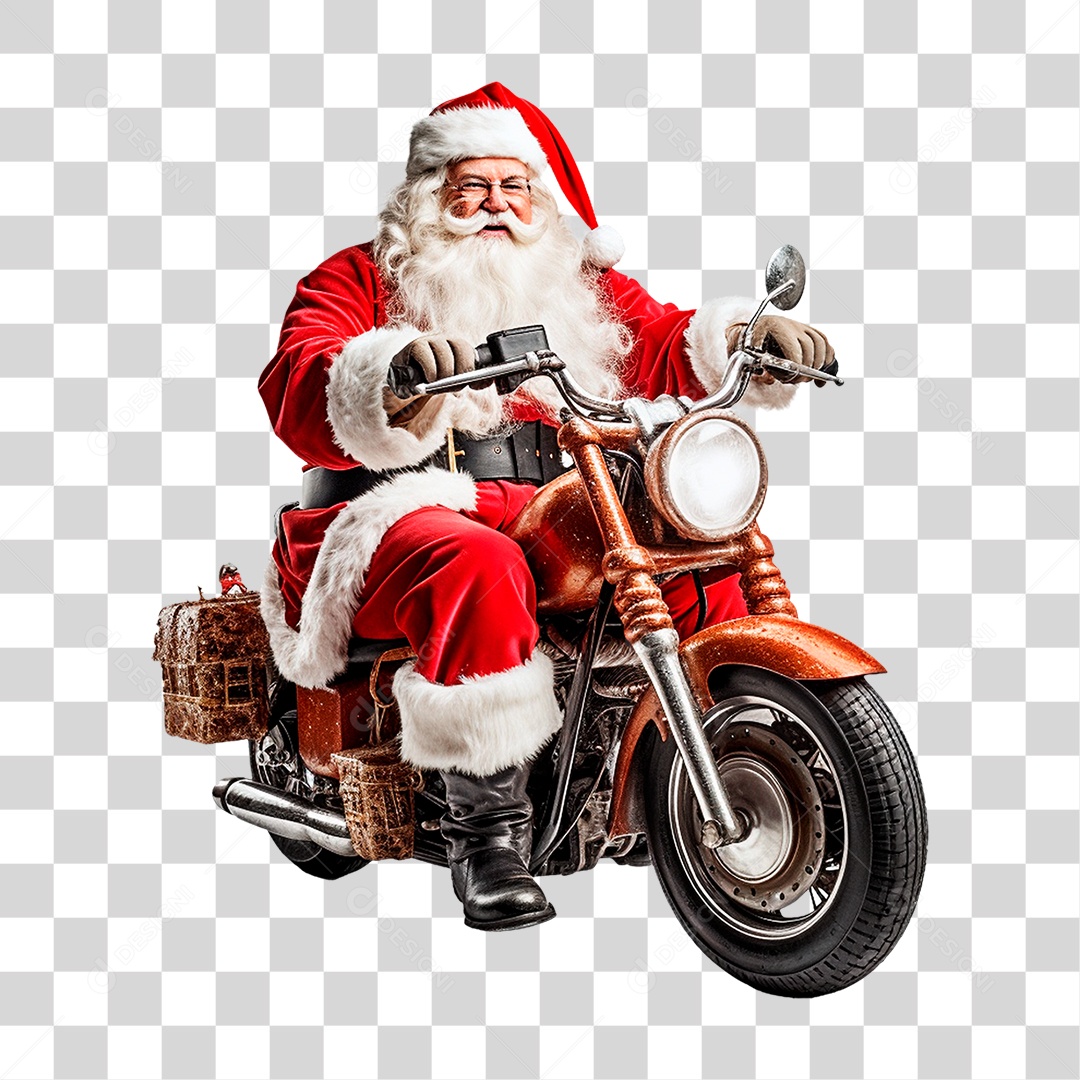 Papai Noel de Moto Para Comemoração de Natal PNG Transparente