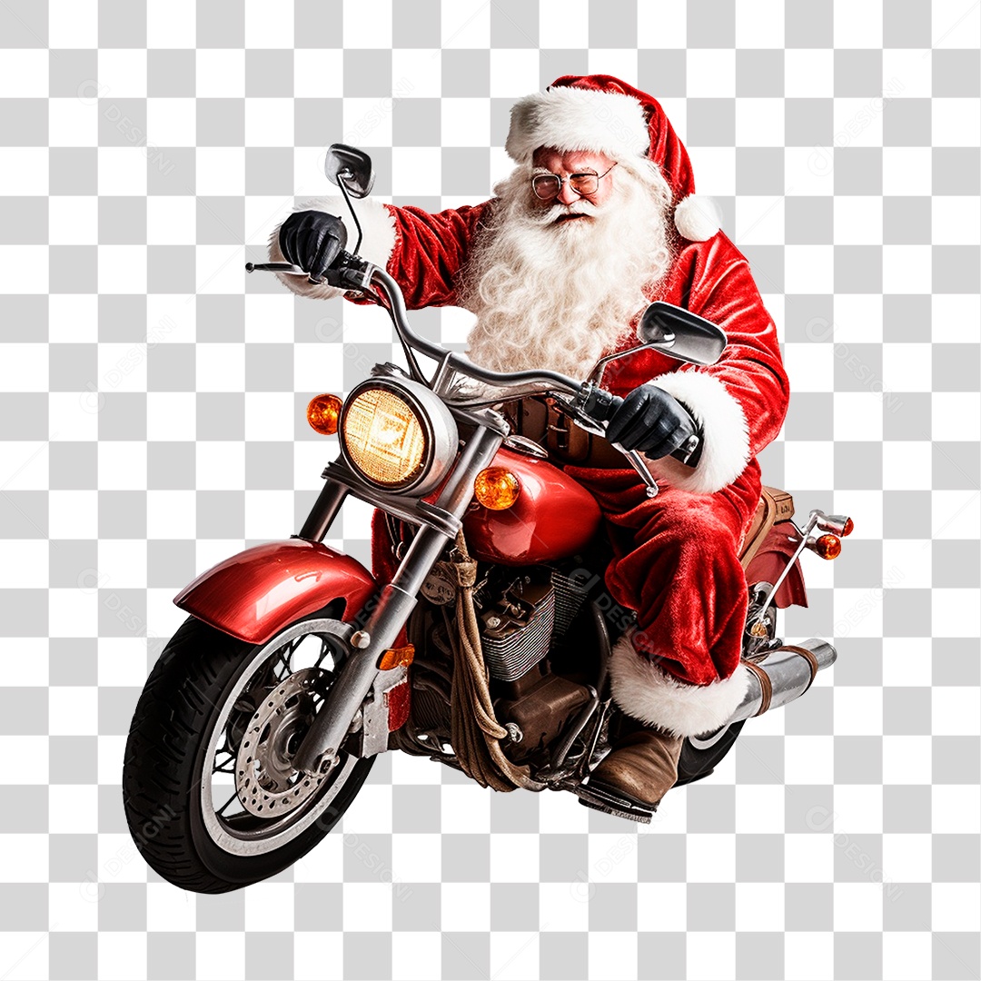 Papai Noel de Moto Para Comemoração de Natal PNG Transparente
