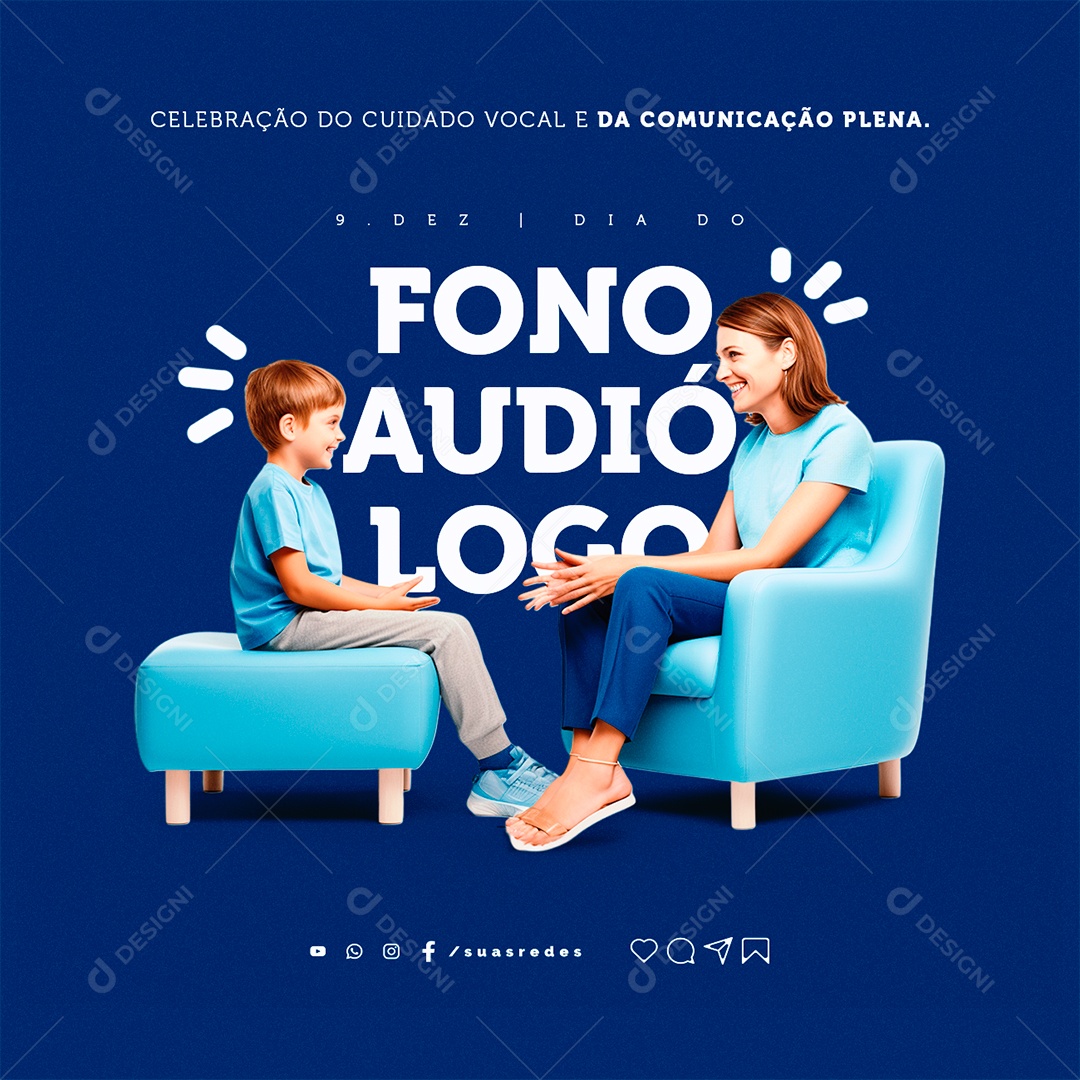 Dia do Fonoaudiólogo Celebração do Cuidado Vocal e Da Comunicação Plena Social Media PSD Editável