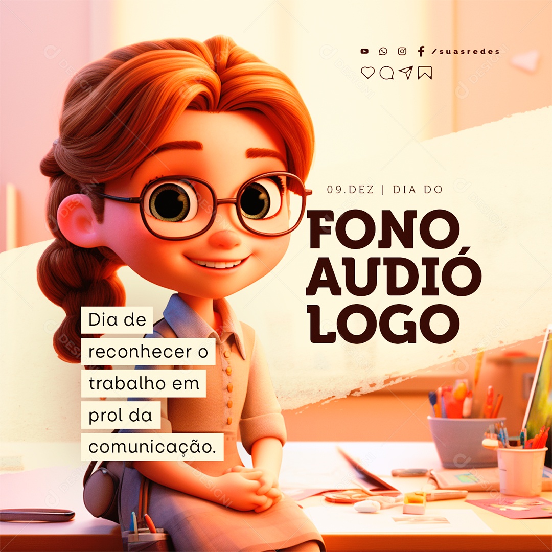 Dia do Fonoaudiólogo Reconhecer o Trabalho em Prol da Comunicação Social Media PSD Editável