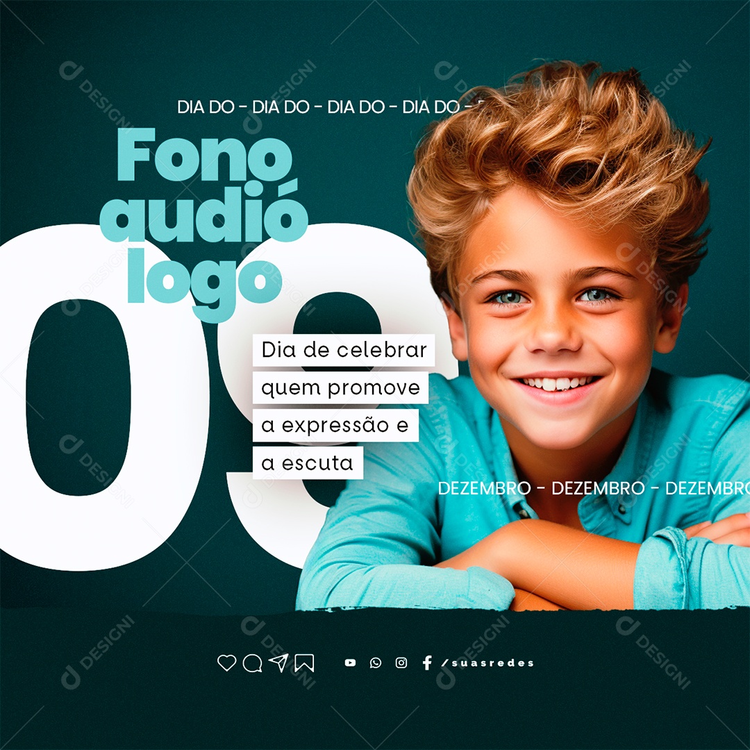 Dia do Fonoaudiólogo Celebrar Quem Promove a Expressão e a Escuta Social Media PSD Editável