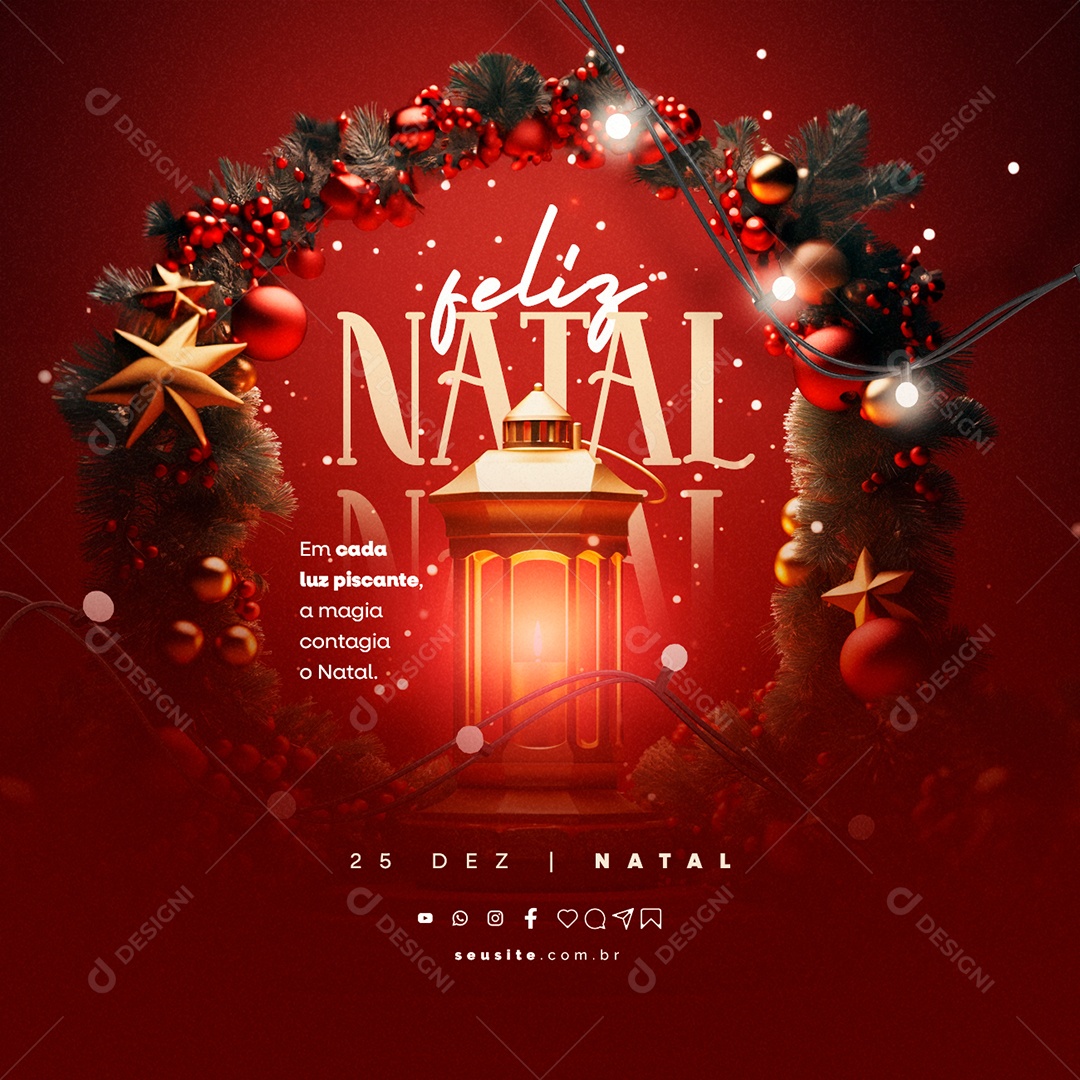 Feliz Natal Em Cada Luz Piscante a Magia Contagia o Natal Social Media PSD Editável