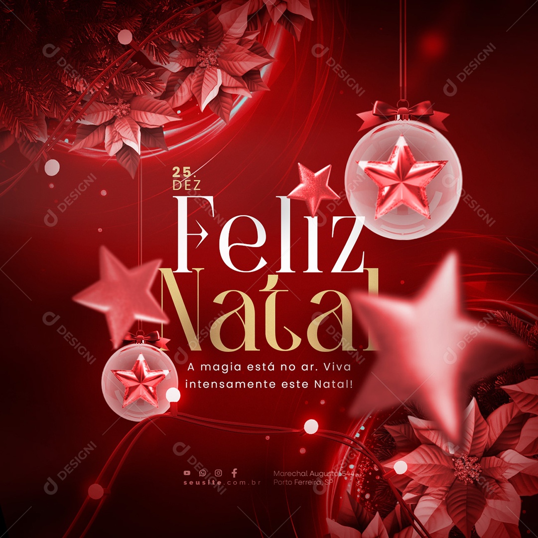 Feliz Natal A Magia Está no Ar Viva Intensamente Este Natal Social Media PSD Editável