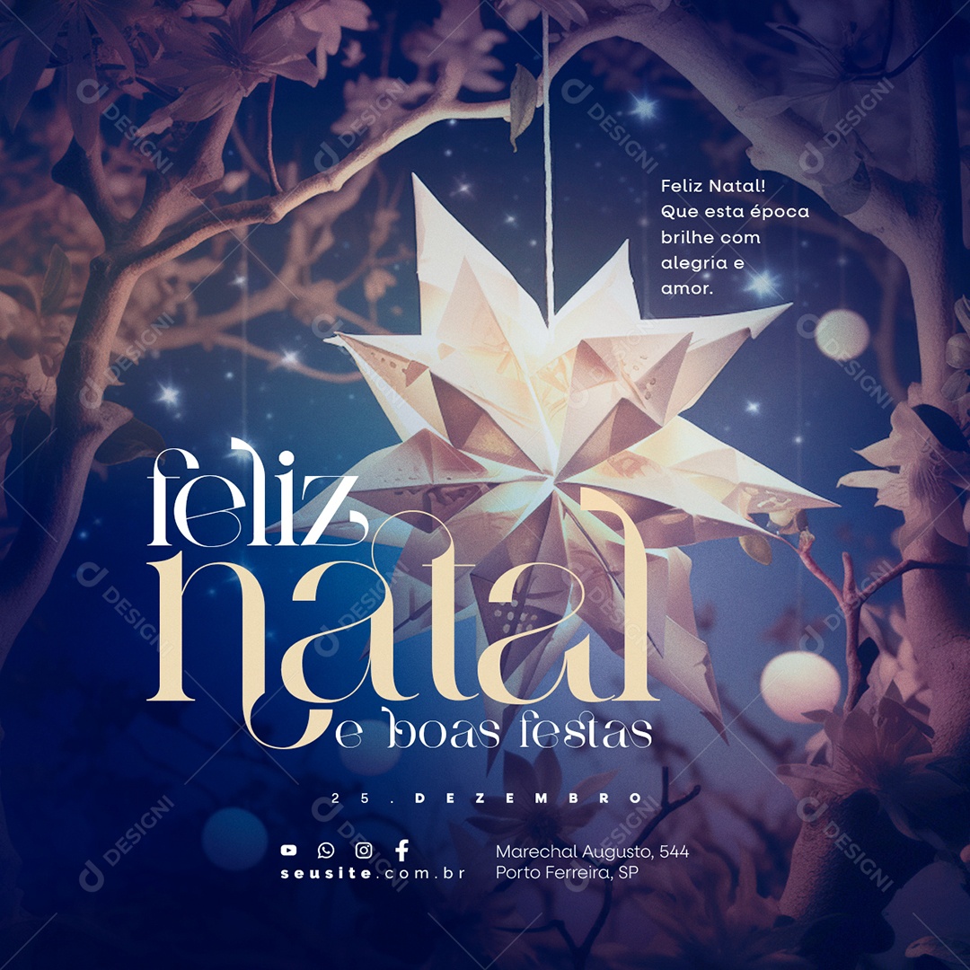 Feliz Natal Que Esta Época Brilhe com Alegria e Amor Social Media PSD Editável