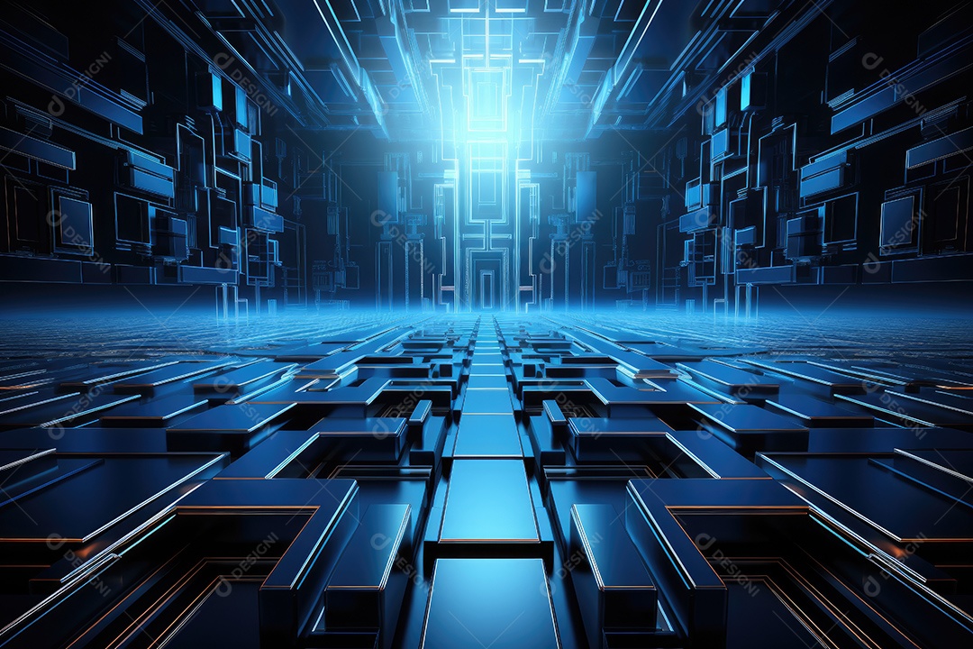 Fundo de tecnologia futurista geométrica digital moderna IA generativa