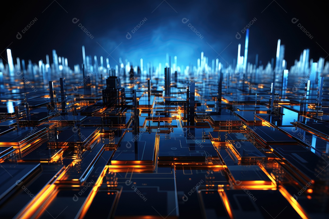 Fundo de tecnologia futurista geométrica digital moderna IA generativa