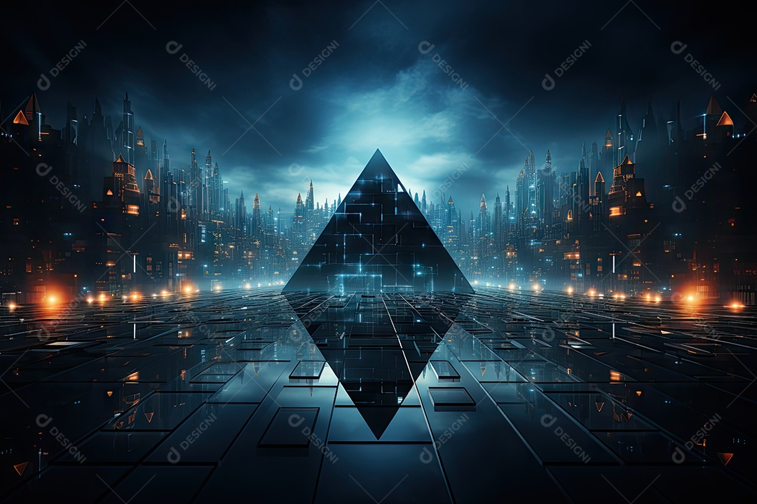 Fundo de tecnologia futurista geométrica digital moderna IA generativa