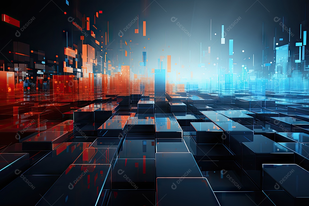 Fundo de tecnologia futurista geométrica digital moderna IA generativa