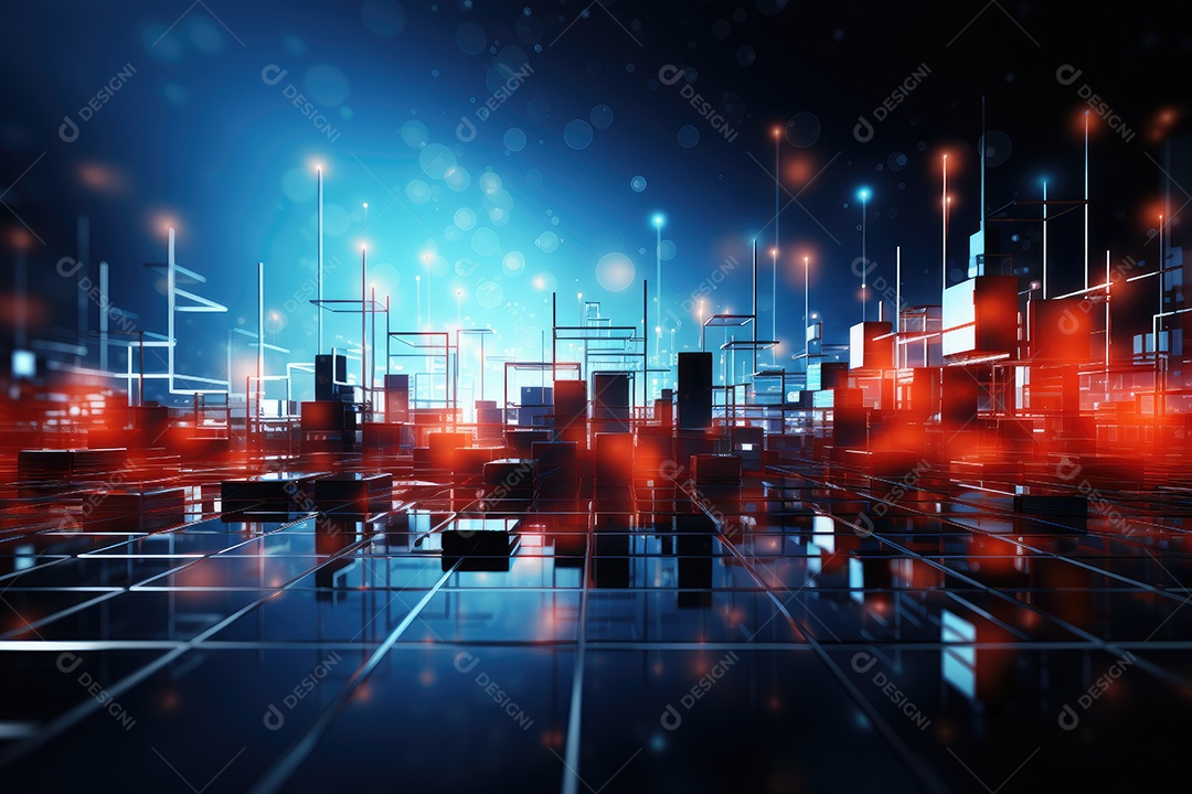 Fundo de tecnologia futurista geométrica digital moderna IA generativa