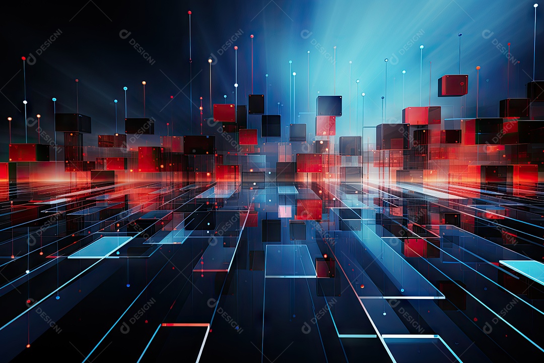 Fundo de tecnologia futurista geométrica digital moderna IA generativa